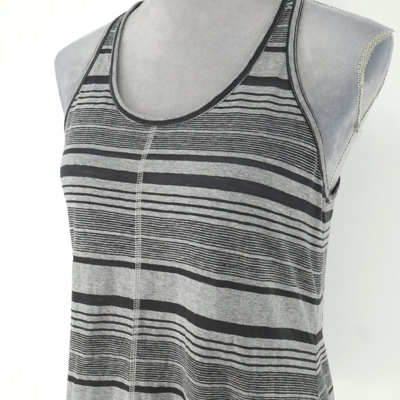 Athleta Top Womens Small Gray Semi Sheer Lightweight Drawstring Hem Racerback - Picture 8 of 10